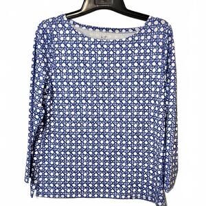 Vineyard Vines Blue and White Patterned Preppy Coastal Long Sleeve Shirt Large